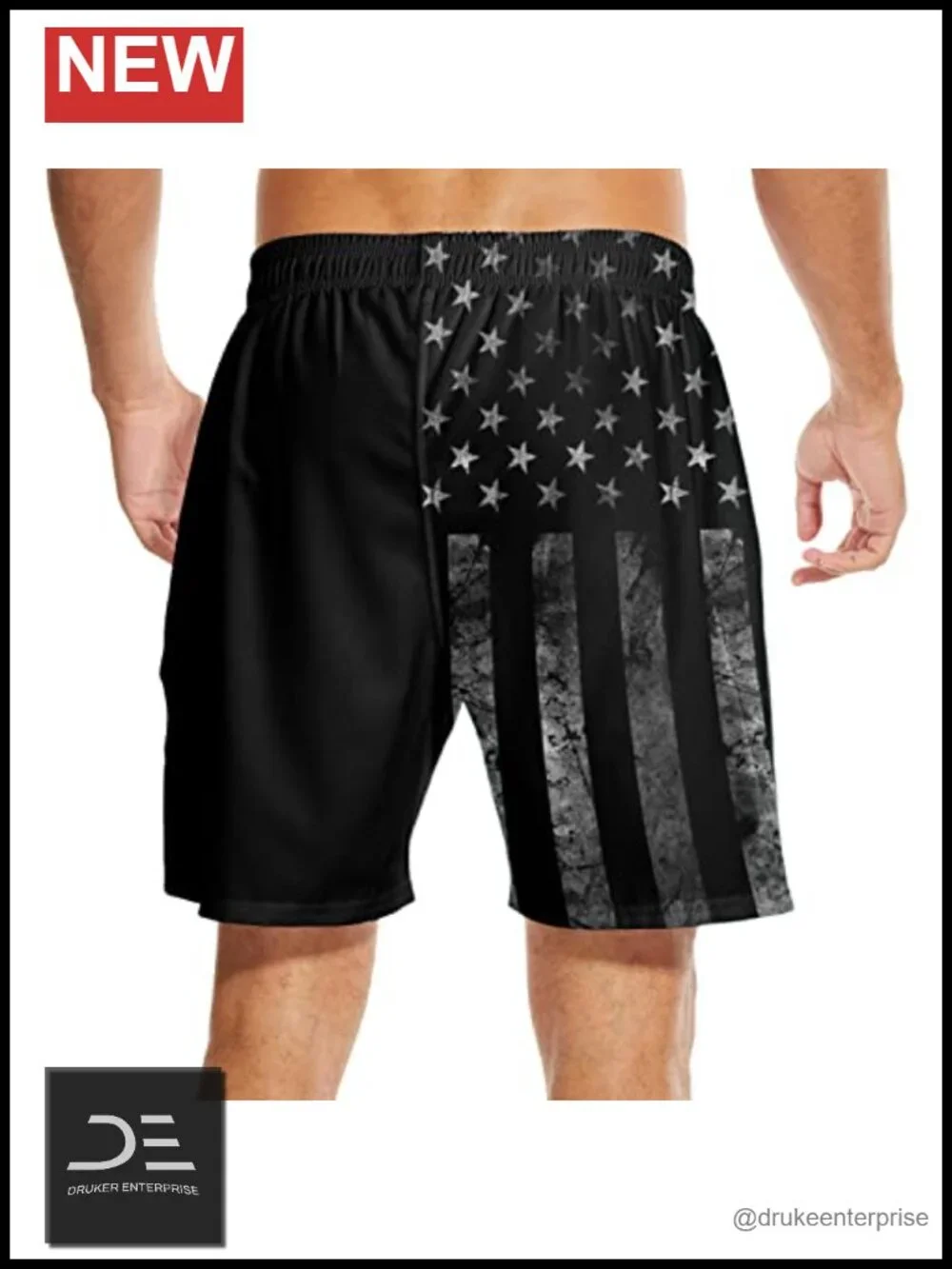 Men's Swim Trunks with Compression Liner USA Flag Board Shorts 7